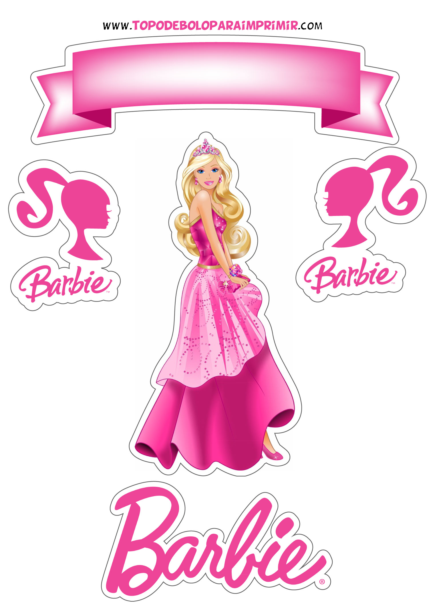 Topo de bolo Barbie para imprimir